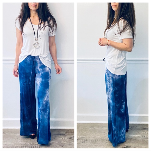 ✨LAST ONE✨CHIC TIE DYE WIDE LEG PULL ON PANTS - Picture 3 of 8